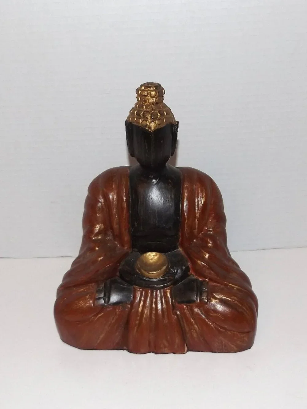 Pier 1 Resin 9” Meditating Buddha Statue Figurine Gold Brushed